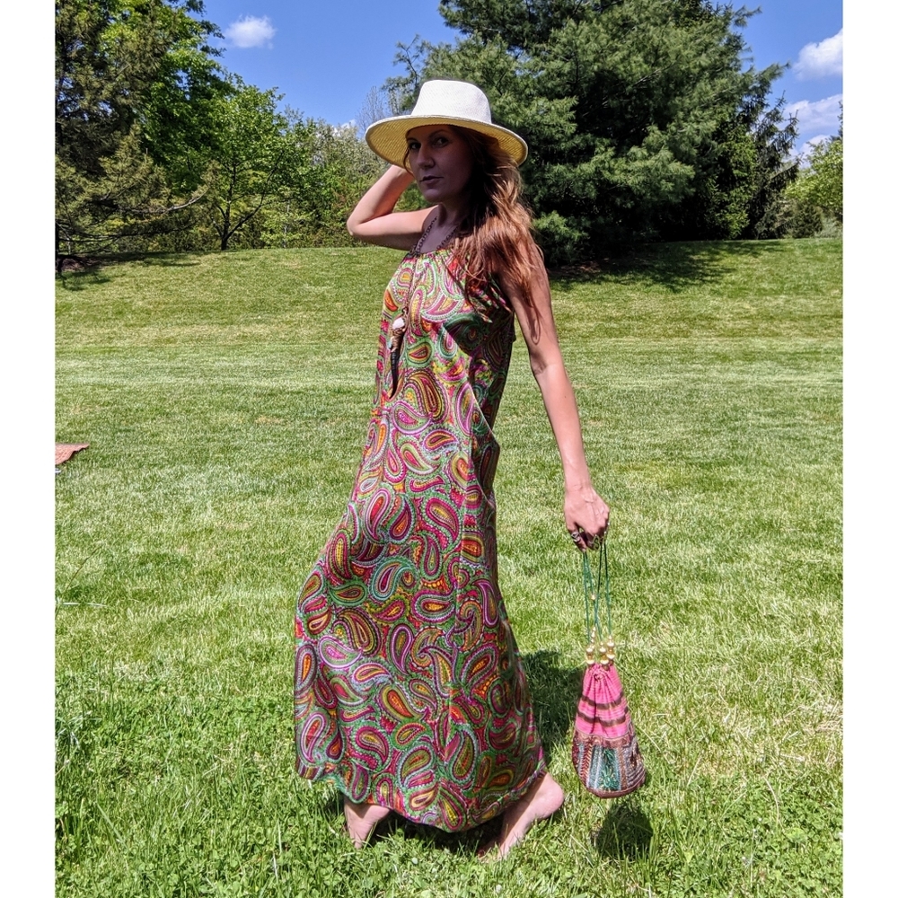 70s Paisley Print Maxi dress - Picture 4 of 6